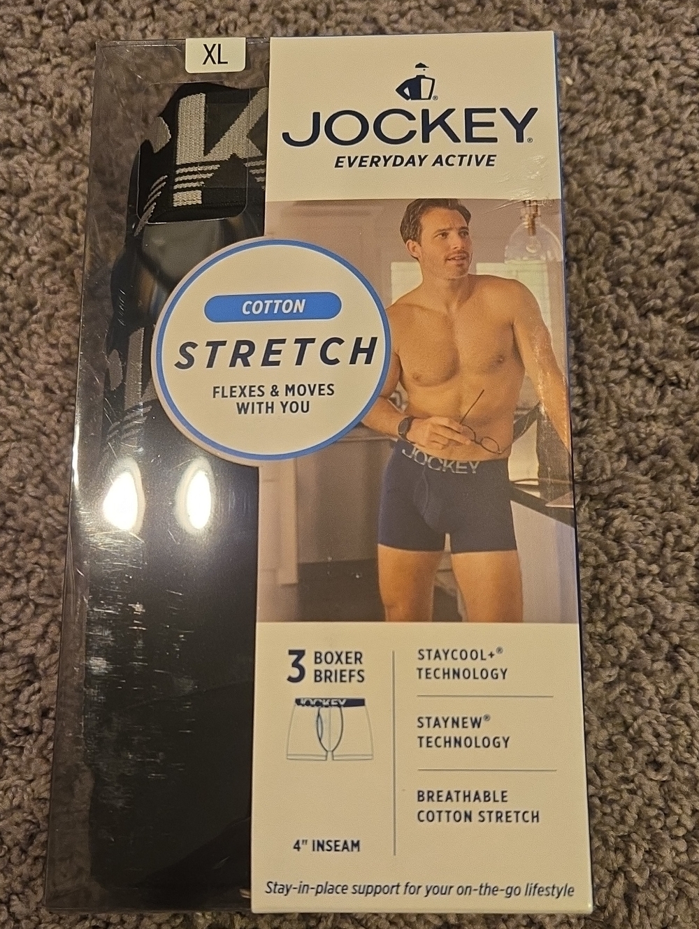 Jockey Men's Boxer Briefs - Black and Navy (3-Pack)